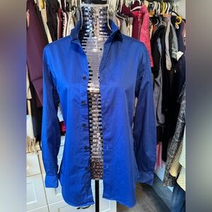 Classic Men's Dress Shirt - Royal Blue S le chateau cotton spandex